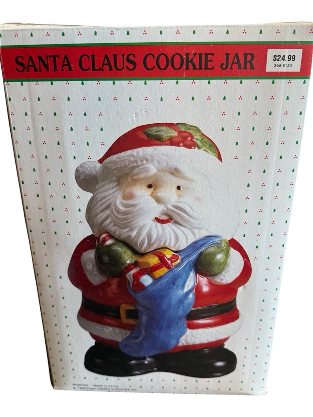 Unbranded Red and White Santa Claus Cookie Jar with Blue Accent